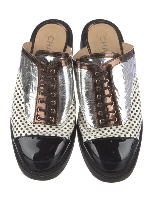 Chanel Interlocking CC Logo Leather Mules