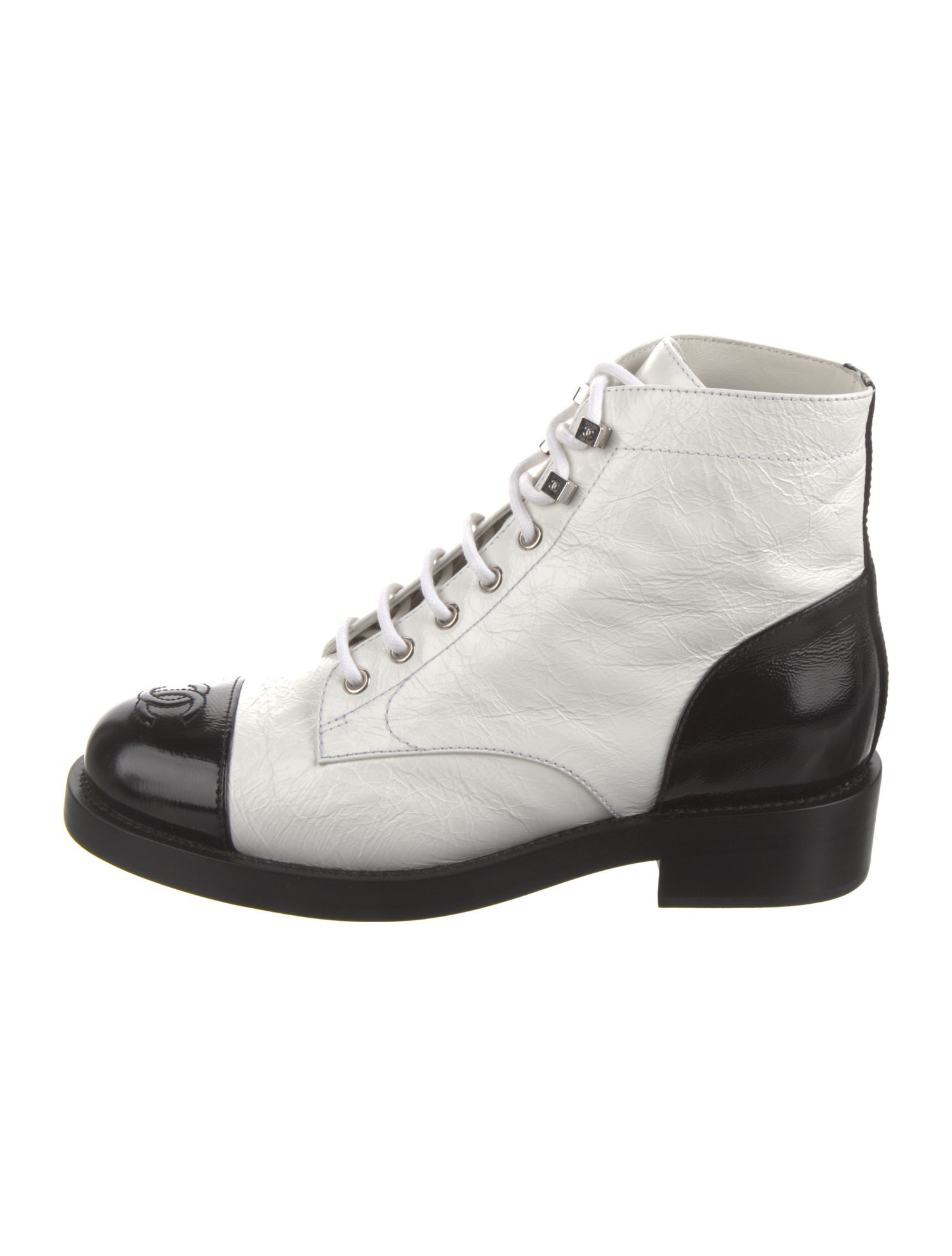 Chanel 2021 Interlocking CC Logo Combat Boots w/ Tags