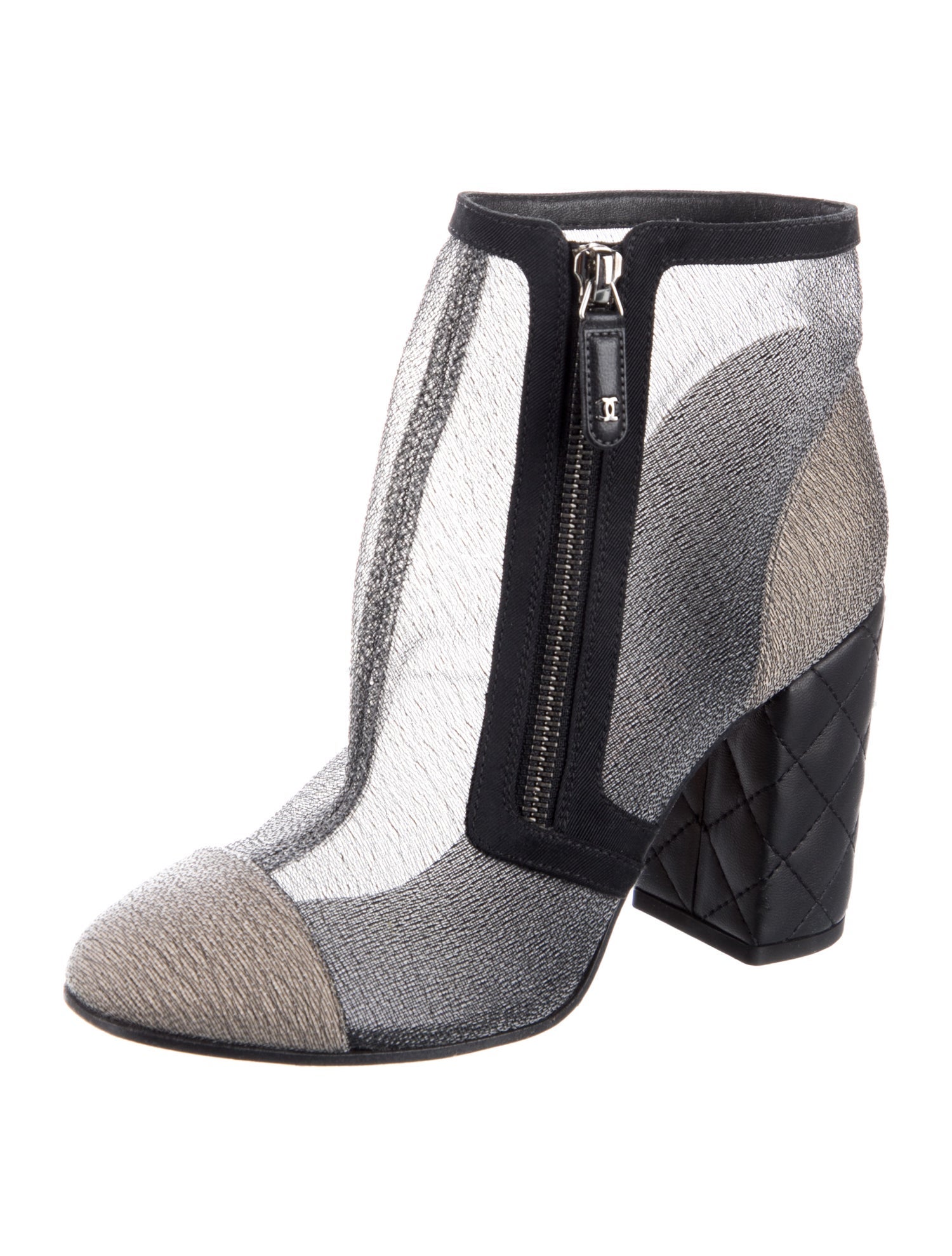 Chanel Interlocking CC Logo Mesh Boots