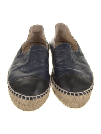 Chanel Interlocking CC Logo Leather Espadrilles