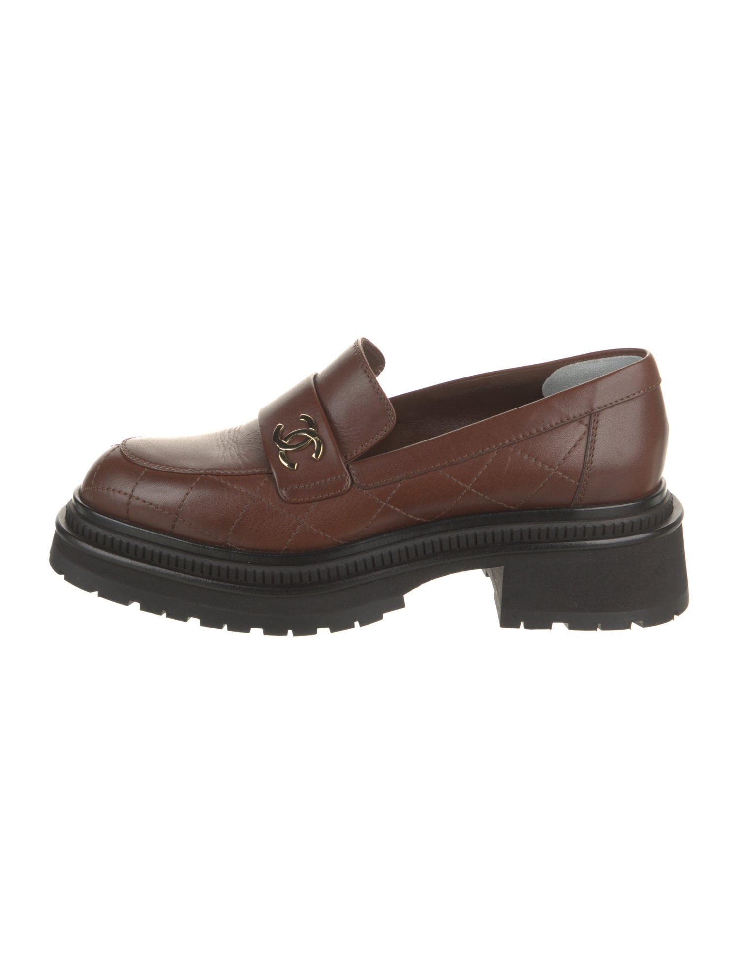 Chanel Interlocking CC Logo Leather Loafers