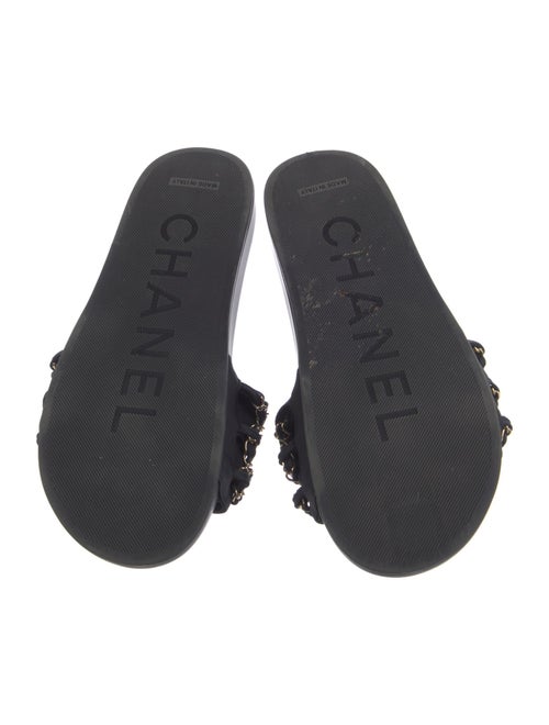 Chanel Interlocking CC Logo Satin Slides