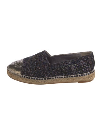 Chanel Interlocking CC Logo Tweed Espadrilles