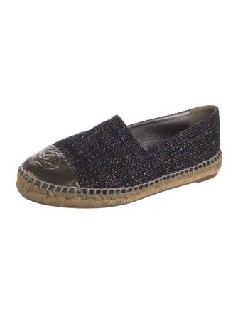 Chanel Interlocking CC Logo Tweed Espadrilles