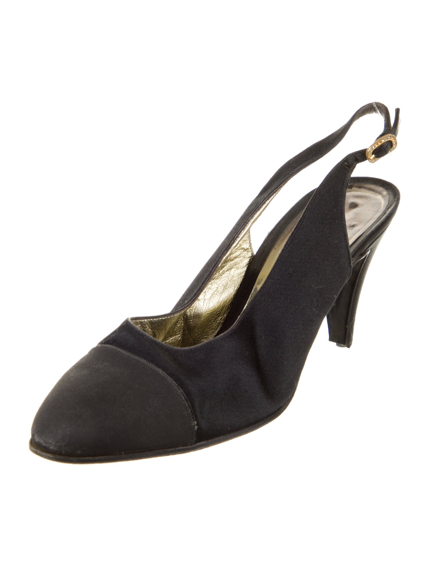 Chanel Vintage Satin Slingback Pumps