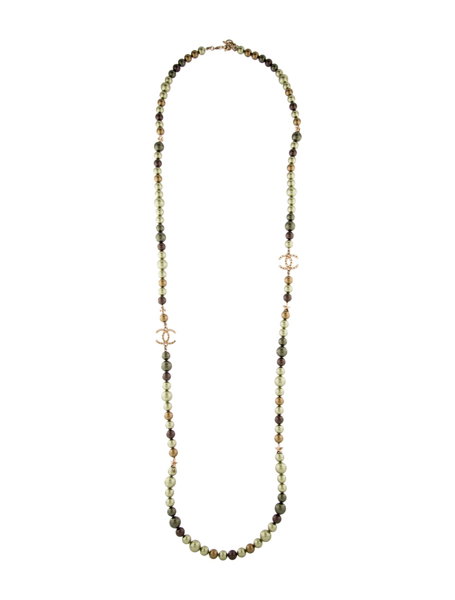 Chanel Faux Pearl CC Station Necklace