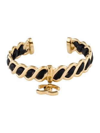 Chanel 2024 Leather Woven CC Charm Cuff