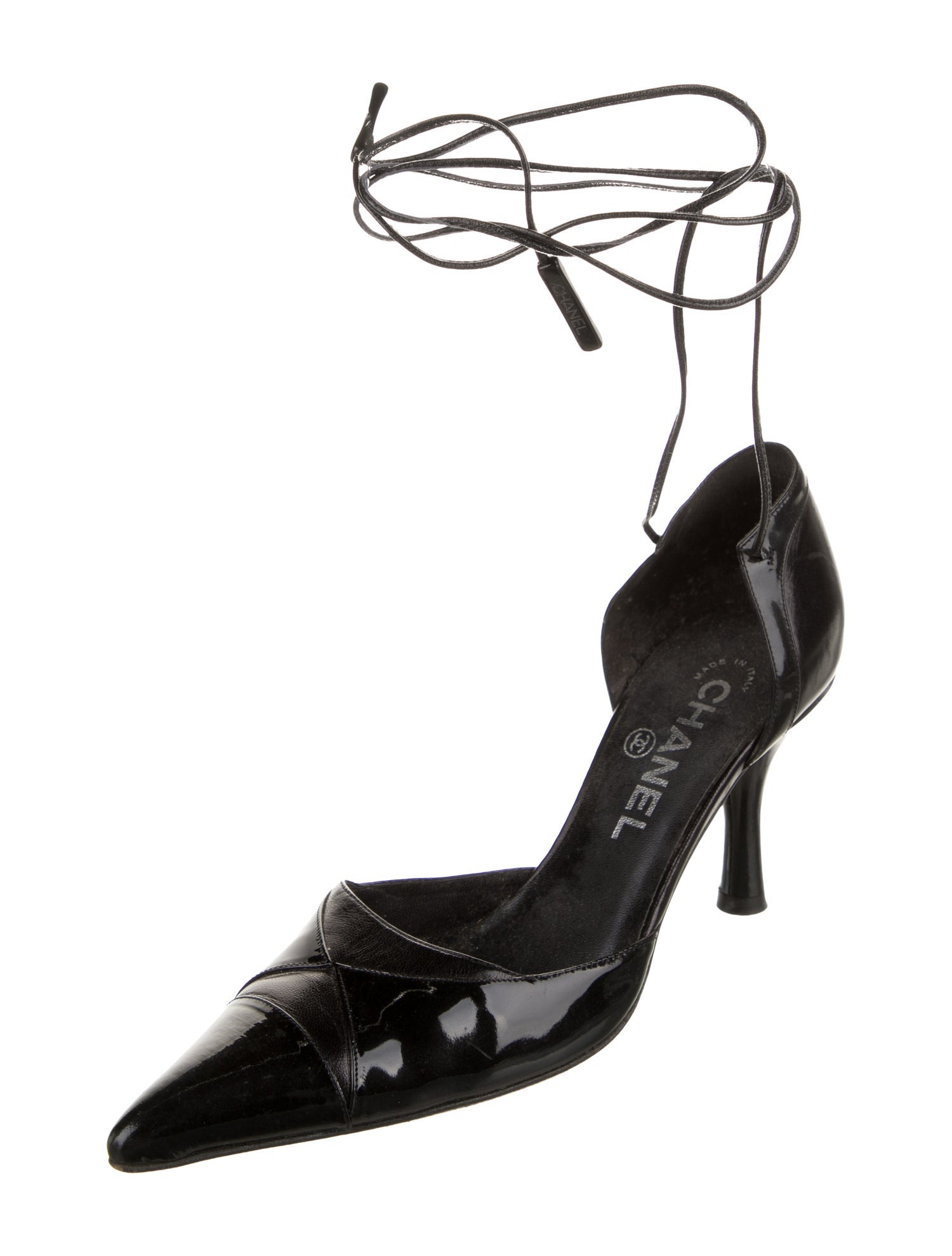 Chanel Interlocking CC Logo Patent Leather D'Orsay Pumps