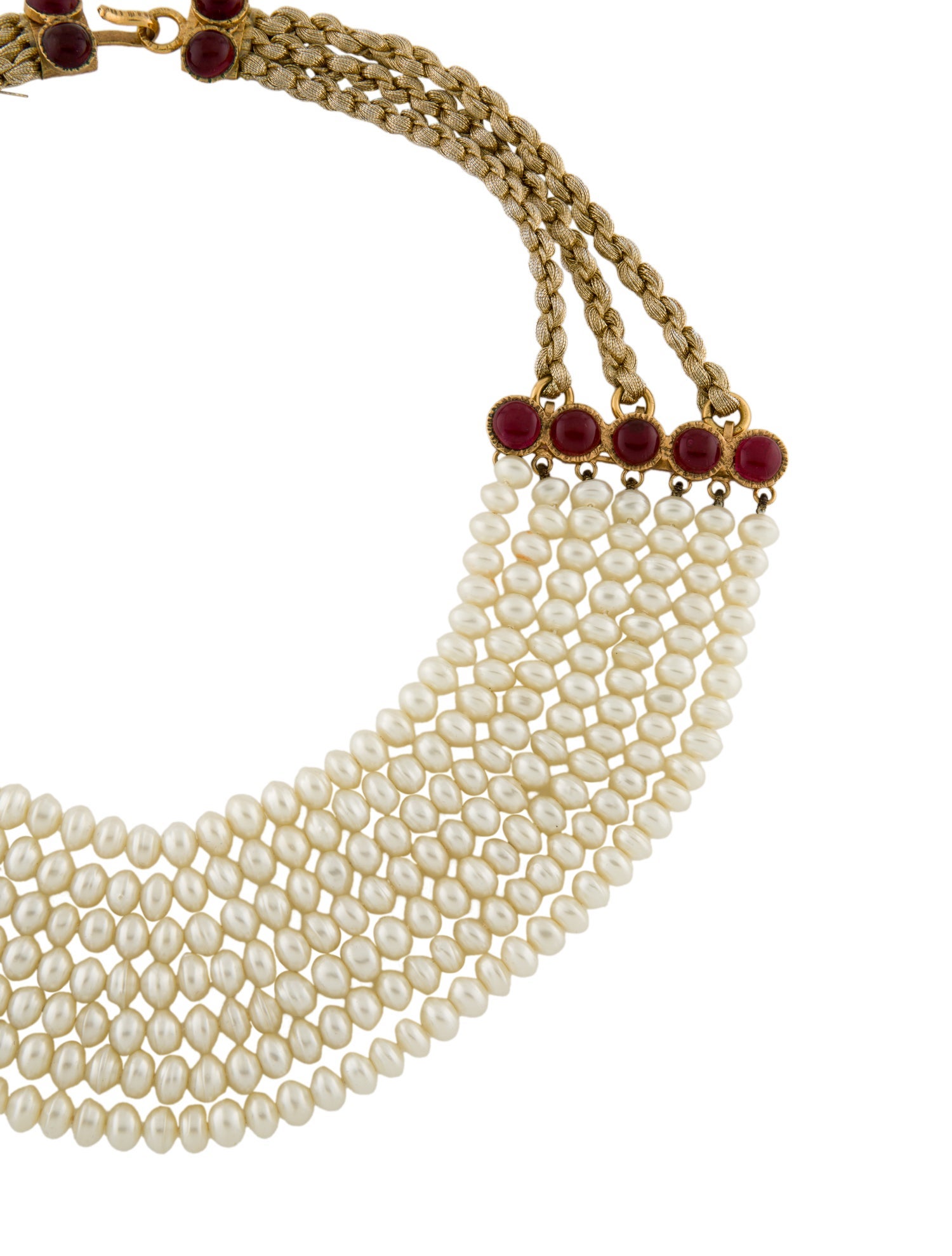 Chanel Vintage Faux Pearl, Cord & Gripoix Multistrand Necklace