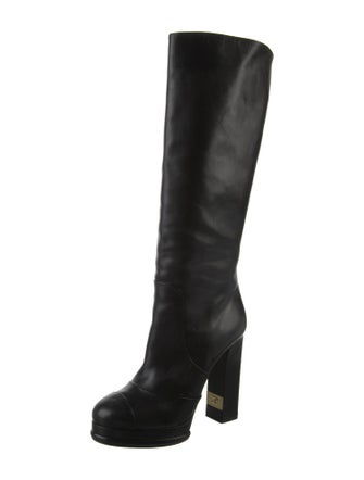 Chanel Interlocking CC Logo Leather Boots