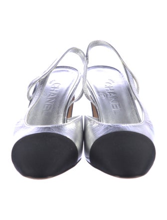 Chanel Interlocking CC Logo Leather Slingback Pumps