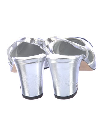 Chanel Interlocking CC Logo Leather Slingback Pumps