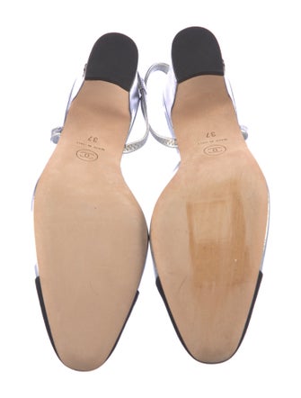 Chanel Interlocking CC Logo Leather Slingback Pumps