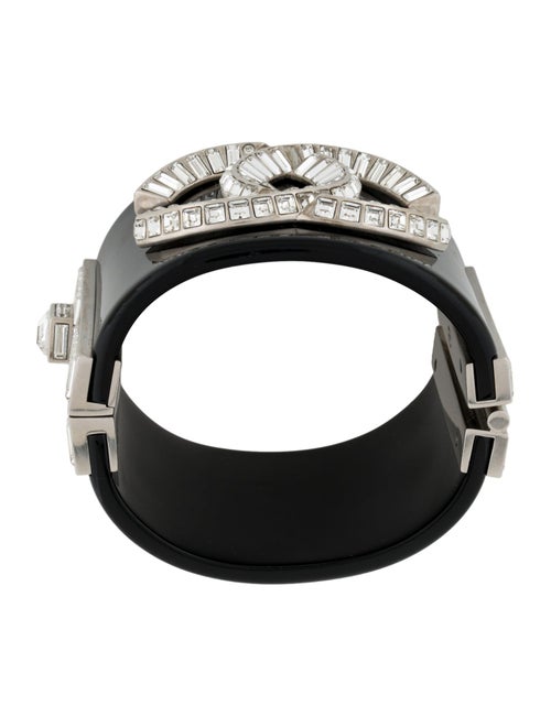Chanel Resin & Strass CC Hinged Bangle Bracelet