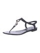 Chanel Interlocking CC Logo Leather T-Strap Sandals
