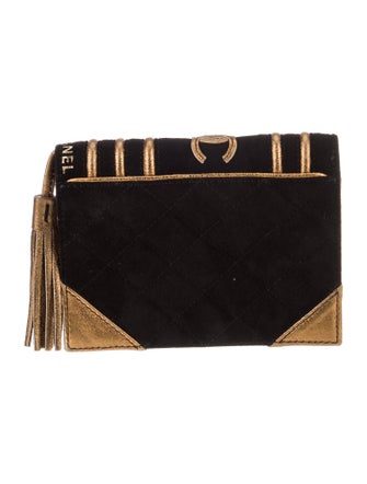 Chanel Suede CC Book Clutch