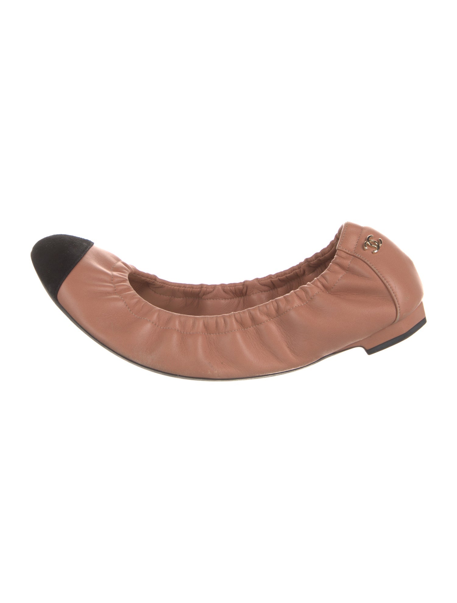 Chanel Interlocking CC Logo Leather Ballet Flats