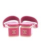 Chanel Interlocking CC Logo Patent Leather Slides