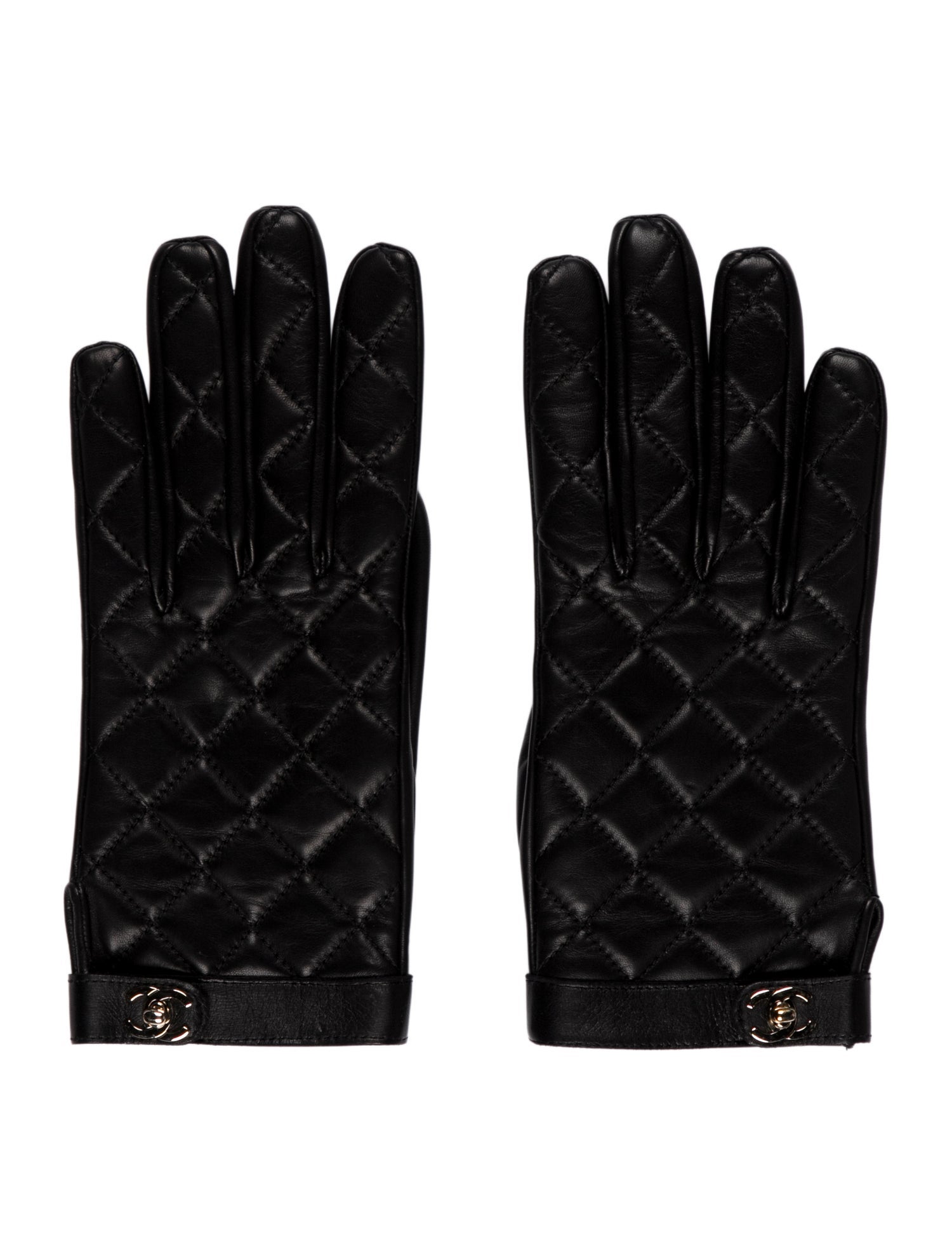 Chanel CC Quilted Lambskin Leather Gloves