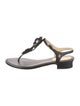 Chanel Interlocking CC Logo Leather T-Strap Sandals