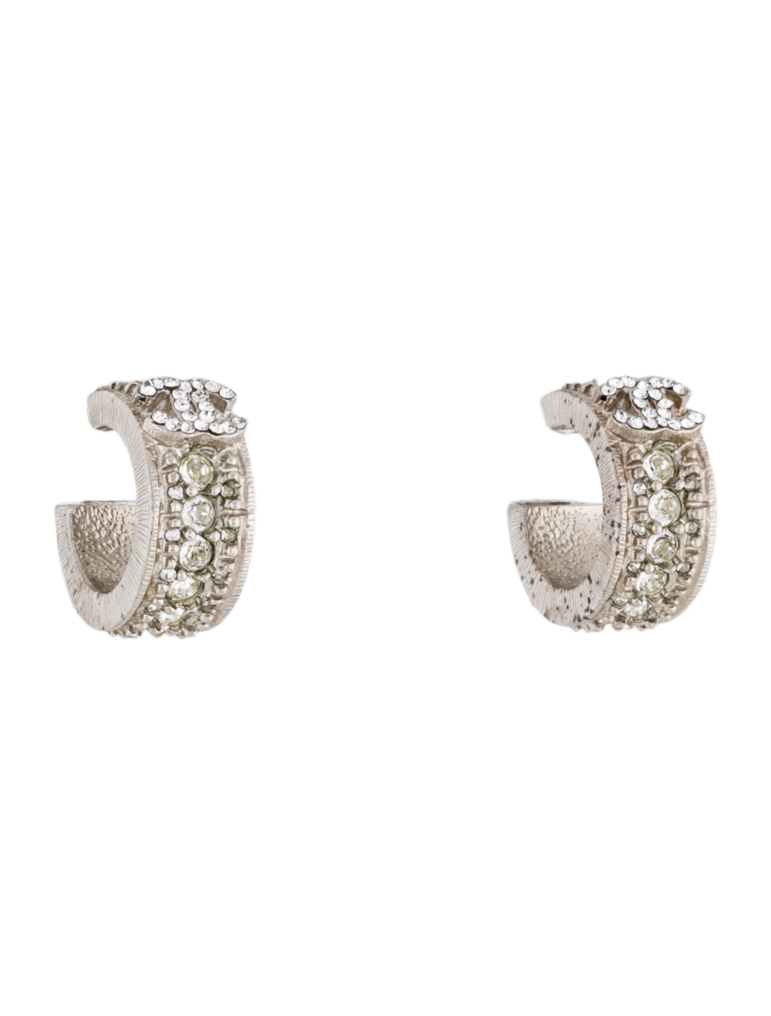 Chanel Strass CC Clip-On Hoop Earrings