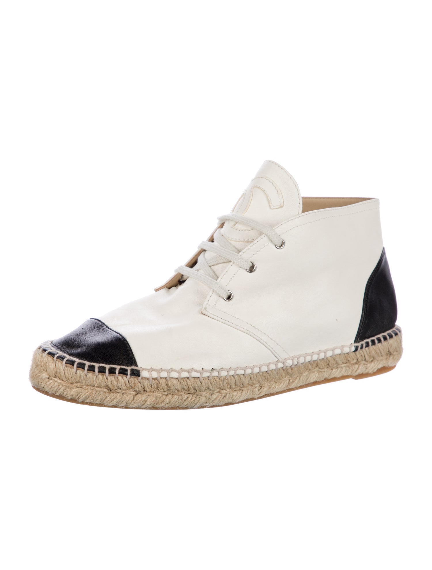 Chanel Interlocking CC Logo Leather Espadrilles