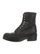 Chanel Interlocking CC Logo Grosgrain Trim Combat Boots