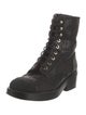Chanel Interlocking CC Logo Grosgrain Trim Combat Boots