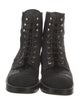 Chanel Interlocking CC Logo Grosgrain Trim Combat Boots