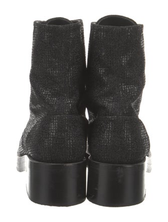 Chanel Interlocking CC Logo Grosgrain Trim Combat Boots