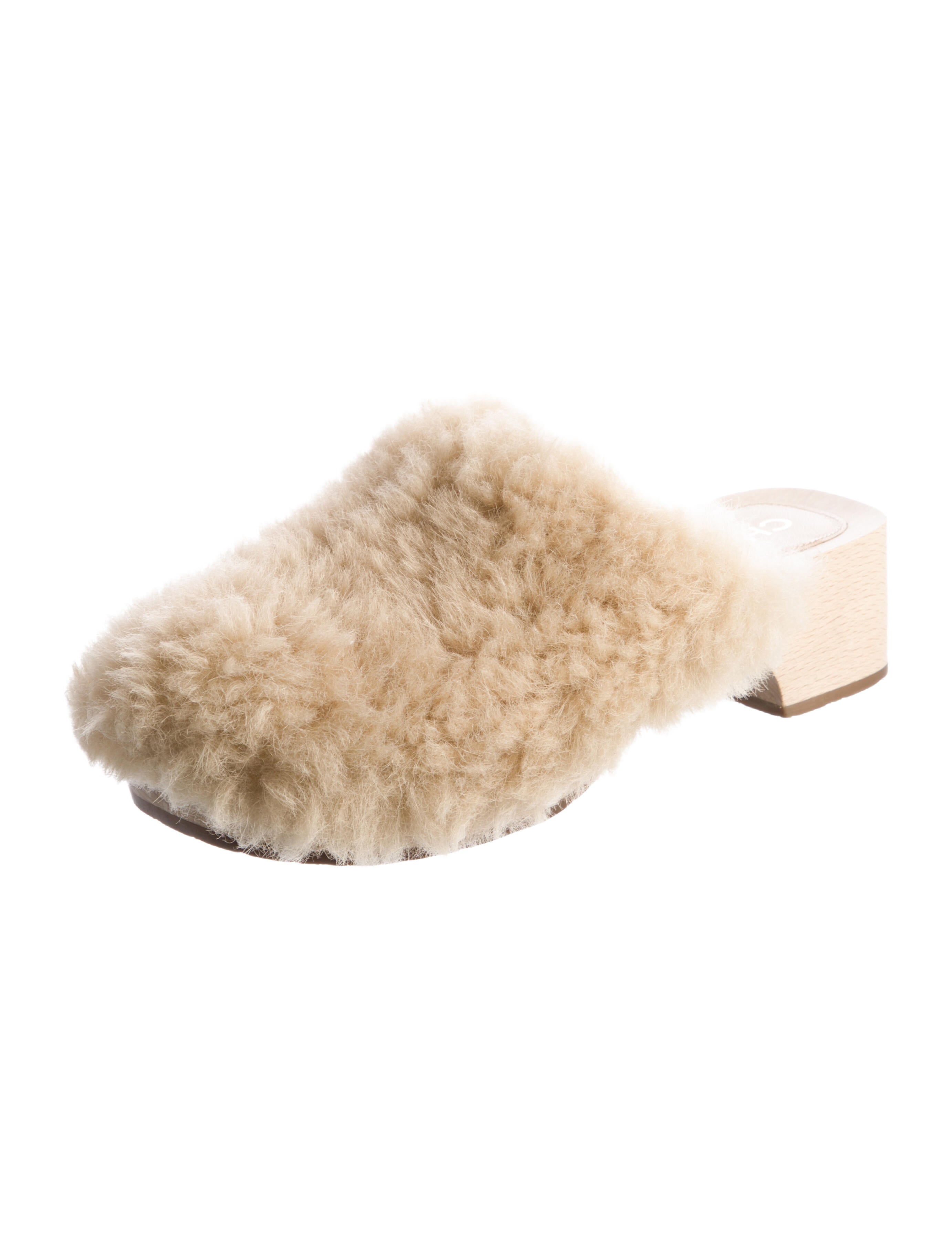 Chanel Interlocking CC Logo Shearling Mules