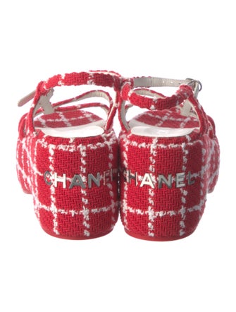Chanel 2023 Tweed Pattern Slingback Sandals