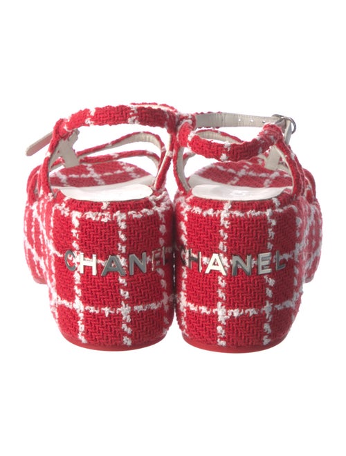 Chanel 2023 Tweed Pattern Slingback Sandals