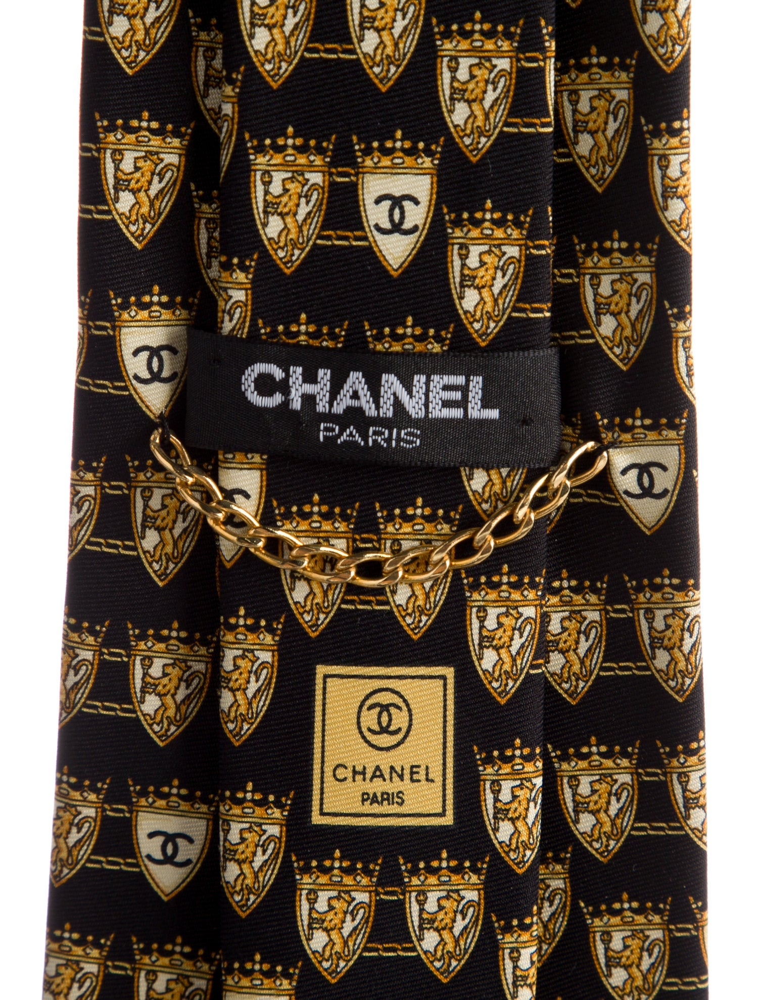 Chanel Silk Lion CC Print Tie