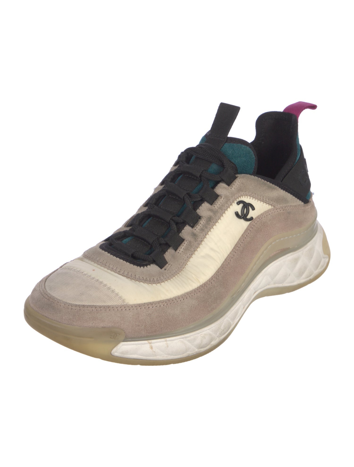 Chanel Interlocking CC Logo Suede Sneakers