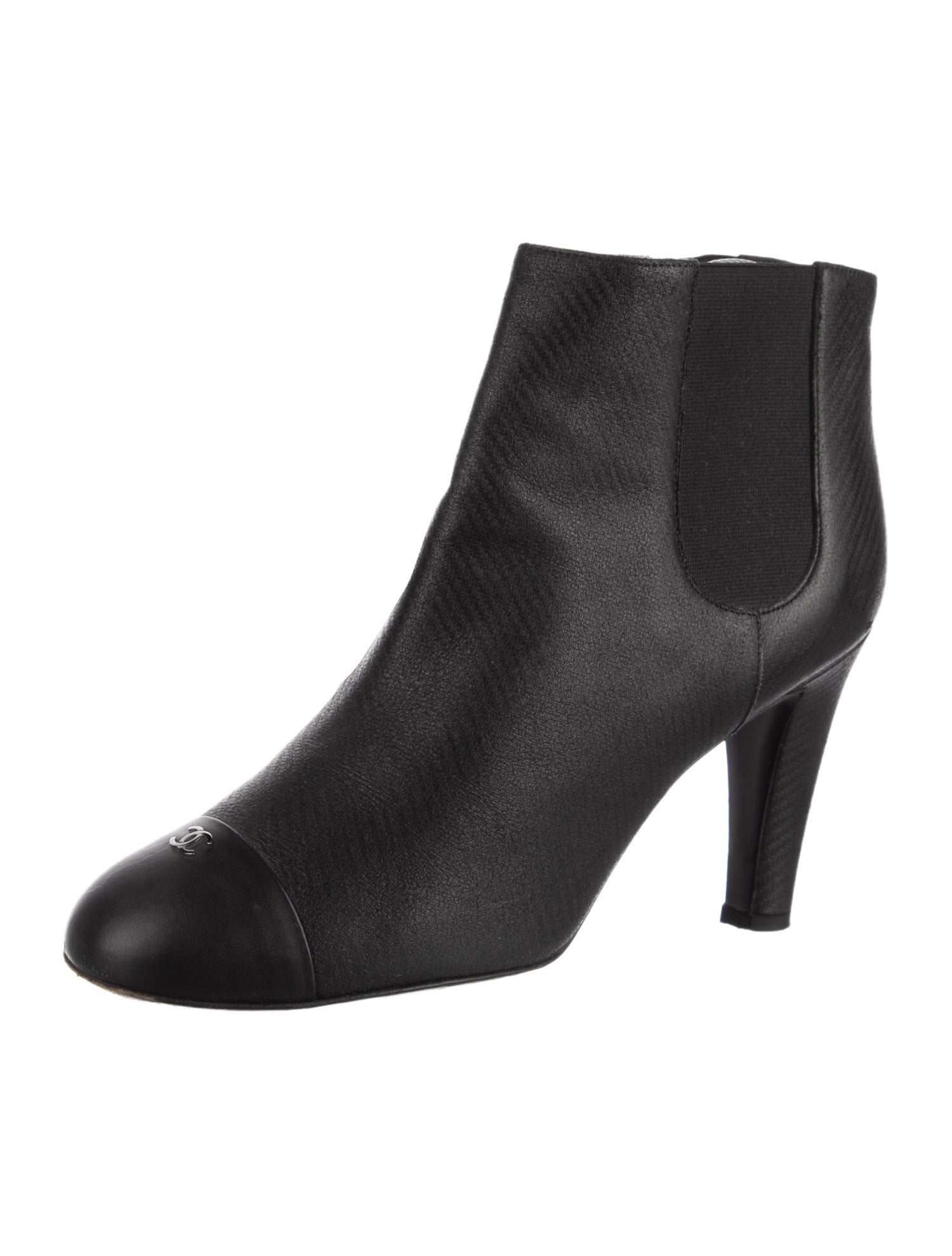 Chanel Interlocking CC Logo Leather Chelsea Boots