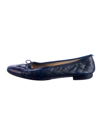 Chanel Interlocking CC Logo Bow Accents Ballet Flats
