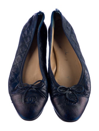 Chanel Interlocking CC Logo Bow Accents Ballet Flats