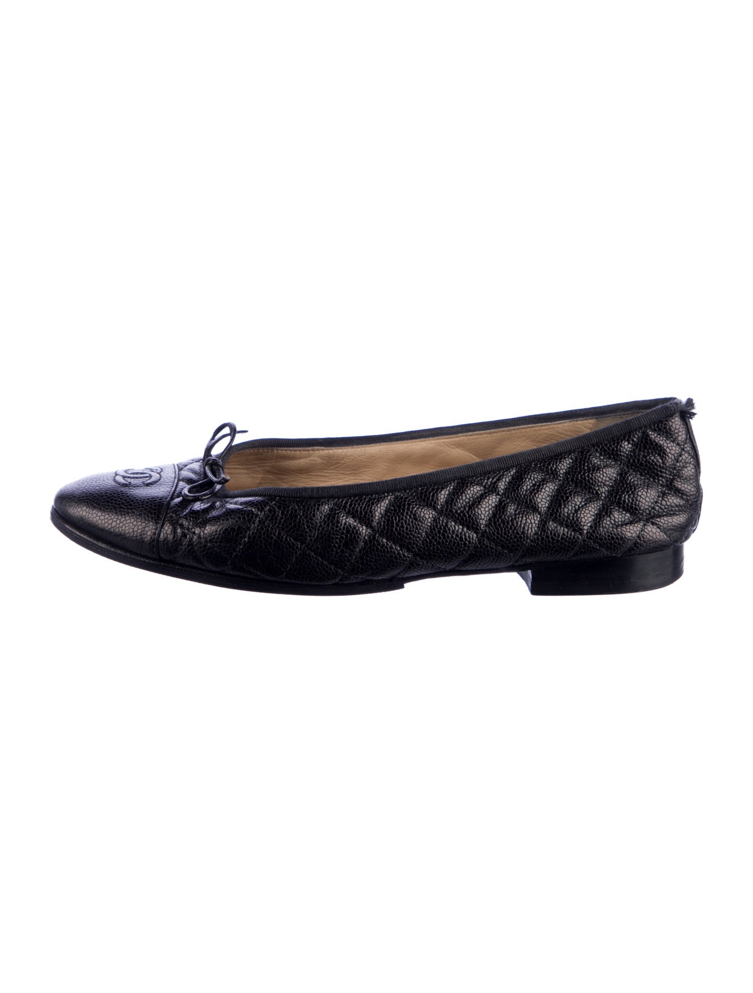 Chanel Interlocking CC Logo Bow Accents Ballet Flats
