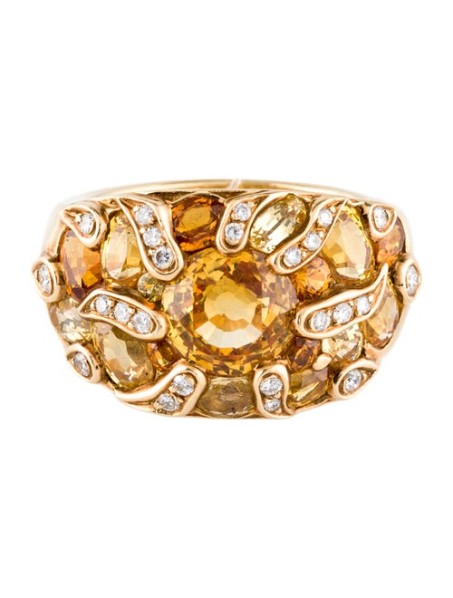 Chanel 18K Sapphire & Diamond Sun Cocktail Ring