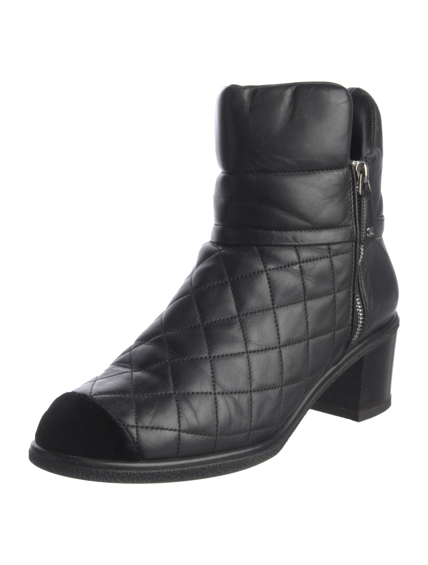 Chanel Interlocking CC Logo Leather Chelsea Boots