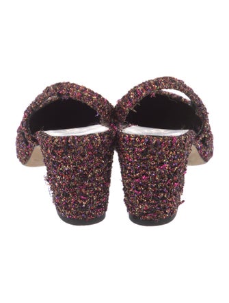 Chanel Interlocking CC Logo Tweed Slingback Pumps