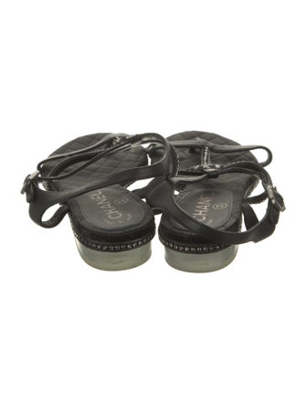 Chanel 2014 Interlocking CC Logo T-Strap Sandals