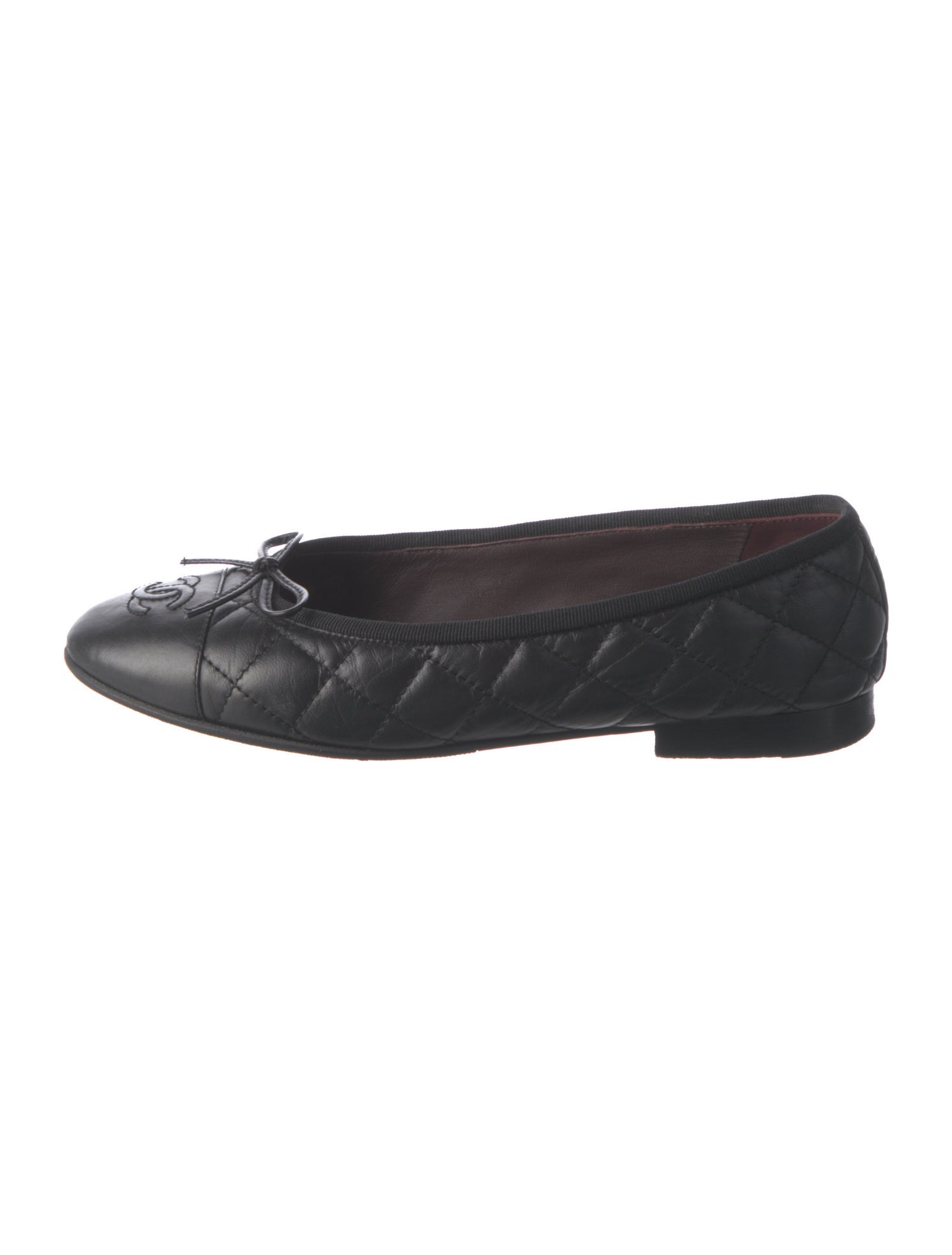Chanel Interlocking CC Logo Leather Ballet Flats