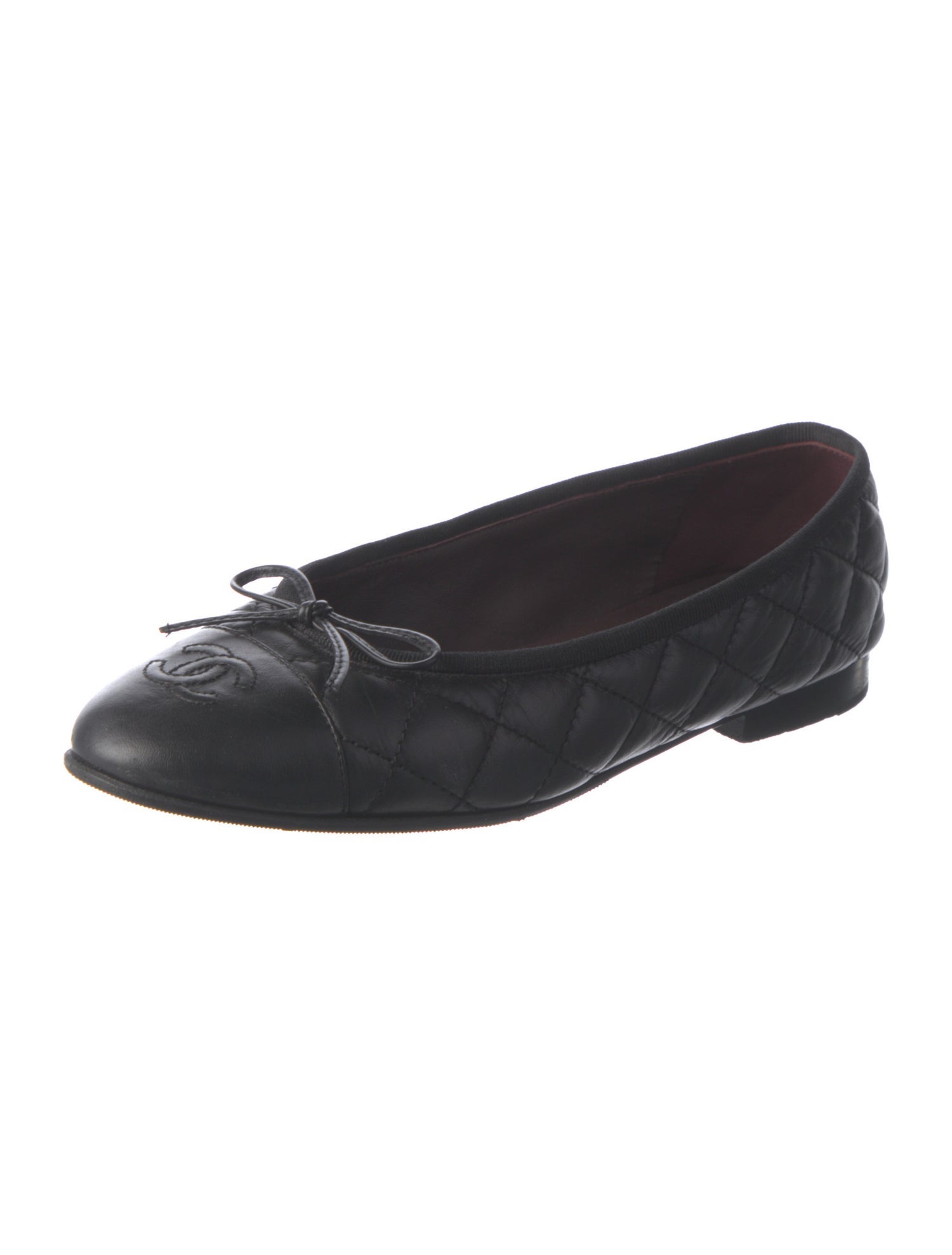 Chanel Interlocking CC Logo Leather Ballet Flats