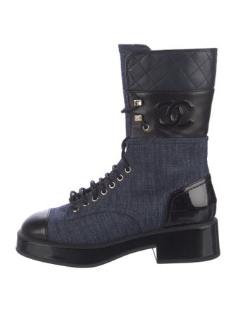 Chanel 2022 Interlocking CC Logo Combat Boots