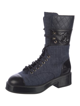 Chanel 2022 Interlocking CC Logo Combat Boots