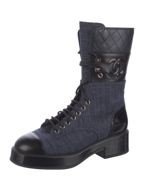 Chanel 2022 Interlocking CC Logo Combat Boots