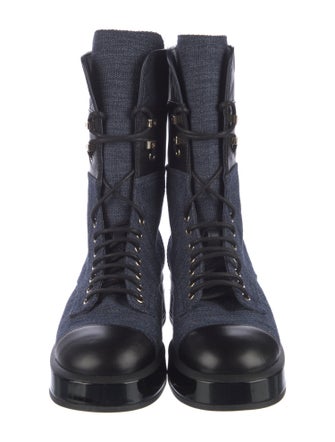 Chanel 2022 Interlocking CC Logo Combat Boots