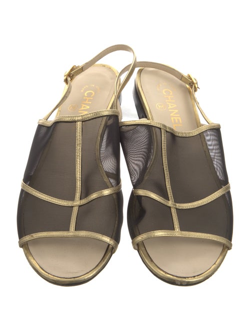 Chanel Interlocking CC Logo Mesh Slingback Sandals